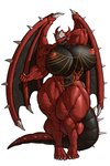 anthro areola big_breasts breasts female huge_breasts membrane_(anatomy) membranous_wings muscular muscular_anthro muscular_female nipple_piercing nipples piercing pose simple_background solo tail white_background wide_hips wings r2roh mythology exeter dragon mythological_creature mythological_scalie scalie hi_res