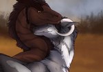 ambiguous_gender braided_hair brown_body brown_fur brown_mane cuddling duo feral fur grey_body grey_fur hair horn looking_at_another mane outside white_horn flamingtitania mythology dragon furred_dragon furred_scalie mythological_creature mythological_scalie scalie