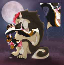 anal animal_genitalia animal_penis anthro balls butt canine_genitalia canine_penis duo erection fangs genitals grass hugging_penis inner_ear_fluff looking_at_another looking_pleasured male male/male moon night on_ground open_mouth oral outside penis plant rimming sex sitting size_difference smile tail teeth tongue tongue_out tuft kwik_(artist) mythology deke_(reaktshep) xasyr canid canine canis domestic_dog mammal mythological_canine mythological_creature werecanid werecanine werecreature werewolf