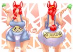 ageplay anthro big_breasts big_butt biohazard_symbol biohazard_symbol_print blue_eyes breasts brown_body buckteeth bulge butt carrot clean_diaper clothed clothing detailed_bulge diaper diaper_fetish fluffy fluffy_tail food front_view genital_outline gynomorph hair hazard_symbol hazard_symbol_print holding_carrot holding_food holding_object holding_vegetable infantilism intersex long_hair looking_at_viewer nipple_outline nipples overalls overweight overweight_anthro overweight_gynomorph overweight_intersex penis_outline plant ponytail print_clothing print_diaper print_overalls rear_view red_hair roleplay shortalls smile solo symbol tail teeth text text_on_diaper text_print vegetable wearing_diaper wide_hips cev lagomorph leporid mammal rabbit 2020 digital_media_(artwork) model_sheet