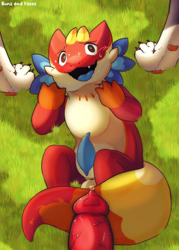 animal_genitalia animal_penis anus blush bodily_fluids canine_genitalia canine_penis claws cloacal_penis duo fangs feral genital_fluids genitals grass horn interspecies male male/male multicolored_body pawpads paws penis pinned pinned_to_ground plant precum red_body sweat tail teeth tongue buns_and_foxes clash_of_critters canid canine ignisnap mammal pyrohound tatari_(clash_of_critters) absurd_res hi_res