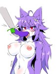 big_breasts blush breasts eggplant female food fruit hair long_hair looking_at_viewer navel nipples object_in_mouth plant purple_hair red_eyes simple_background solo white_background 077cicok nekozawa domestic_cat felid feline felis mammal 2023 digital_media_(artwork) hi_res