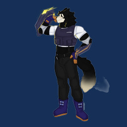 anthro arm_tuft belt black_body black_fur boots bottomwear clothing dipstick_tail elbow_pads elbow_tuft facial_hair footwear fur gear gloves handwear male markings mole_(marking) pants pie_cut_eyes shield shirt shoes smile solo suspenders tail tail_markings tail_motion tailwag topwear tuft undershirt vest white_body white_fur cerberussenn luan_sweeto_(cerberussenn) canid canine canis mammal wolf 1:1 absurd_res alpha_channel hi_res signature