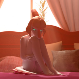 5_toes anthro bed blonde_hair bob_cut bone_frill detailed_background eyelashes feet female frill_(anatomy) furniture genitals hair long_tail looking_at_viewer multicolored_body multicolored_scales nude nude_anthro nude_female on_bed orange_body orange_scales scales short_hair sitting snout solo spiked_tail spikes spikes_(anatomy) tail tasteful_nudity teal_eyes toes two_tone_body two_tone_scales vulva white_body white_scales unknown_artist fumequru_(modeler) goodbye_volcano_high ko_op_(game_developer) naomi_(gvh) dinosaur hadrosaurid ornithischian ornithopod parasaurolophus prehistoric_species reptile scalie 1:1 2025 3d_(artwork) absurd_res digital_media_(artwork) hi_res