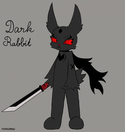 anthro black_markings black_scarf doll eyelashes grey_body male markings melee_weapon scarf solo sword weapon foxxoming 2spot_studio bloody_bunny_(series) dark_rabbit_(bloody_bunny) animate_inanimate lagomorph leporid living_doll mammal rabbit hi_res