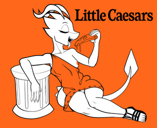 anthro breasts clothing eating eating_food exposed_breasts eyes_closed feet female female_anthro food humanoid_feet nipples non-mammal_breasts non-mammal_nipples pizza pizza_slice plantigrade small_breasts solo toga tongue tongue_out fourssss little_caesars skitter_the_gecko gecko lizard reptile scalie 2026 digital_drawing_(artwork) digital_media_(artwork) hi_res