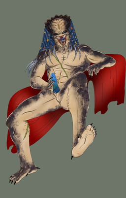5_fingers 5_toes animal_genitalia black_claws black_nails blue_penis claws colored_nails dreadlocks feet fingers genital_slit genitals humanoid_hands looking_at_viewer male masturbation nails paws penile penile_masturbation penis soles solo toe_claws toes himboinlimbo predator_(franchise) mauka alien humanoid yautja 2021