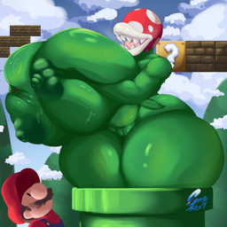 areola big_breasts biped breasts clothing cloud detailed_background dot_eyes duo eyeless facial_hair female fingers genitals glistening glistening_body green_body hat headgear headwear holding_breast huge_breasts hyper hyper_breasts larger_female lips male mustache nipples not_furry nude outside plant red_clothing red_hat red_headwear sharp_teeth simple_eyes size_difference smaller_human smaller_male teeth thick_lips thick_thighs three-quarter_view vulva warp_pipe wide_hips snowyblue1 mario_bros nintendo mario elemental_creature elemental_humanoid flora_fauna human humanoid mammal mouth_creature piranha_plant plant_humanoid 1:1 hi_res