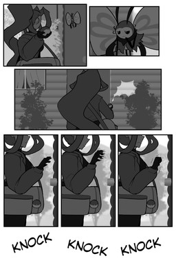biped building clothed clothed_female clothed_human clothing detailed_background door duo female female_human feral frown hair house insect_wings long_hair nervous onomatopoeia outside pokeball ponytail size_difference smaller_feral sound_effects text wings worried cuchuflin nintendo pokemon frida_(cuchuflin) romi_(cuchuflin) generation_7_pokemon human mammal pokemon_(species) ribombee 2026 absurd_res comic digital_drawing_(artwork) digital_media_(artwork) english_text greyscale hi_res monochrome