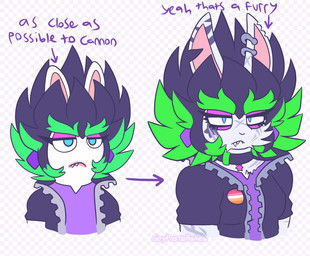 alternate_lesbian_pride_colors amethyst_(gem) anthro badge black_clothing black_collar black_hair black_jacket black_stripes black_topwear blue_eyes checkered checkered_background closed_frown clothed clothed_anthro clothed_female clothing collar directional_arrow ear_piercing ear_ring eyebrows eyelashes eyeliner facial_scar female frown fur gem green_eyebrows green_hair grey_scar hair jacket lesbian_pride_colors lgbt_pride long_ears makeup mouth_closed multicolored_hair noseless notched_ear open_clothing open_jacket open_topwear orange_lesbian_pride_colors pattern_background piercing pride_colors purple_clothing purple_ear_piercing purple_eyelids purple_shirt purple_topwear ring_piercing scar shirt simple_background solo spiky_hair striped_ears stripes tan_inner_ear text thick_eyebrows topwear torn_clothing torn_shirt torn_topwear two_tone_hair white_body white_fur zipper gaypastabake canon_vs._fanon mario_plus_rabbids_sparks_of_hope nintendo raving_rabbids rayman_(series) ubisoft edge_(mario_plus_rabbids) lagomorph mammal rabbid 2025 artist_name bust_portrait digital_drawing_(artwork) digital_media_(artwork) english_description english_text flat_colors hi_res portrait