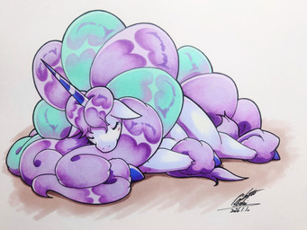 ambiguous_gender blush blush_lines eyelashes eyes_closed feral hooves horn mane sleeping solo tail white_body 025aki mythology nintendo pokemon equid equine galarian_form galarian_rapidash generation_8_pokemon mammal mythological_creature mythological_equine pokemon_(species) regional_form_(pokemon) unicorn 2026 4:3 absurd_res dated hi_res signature