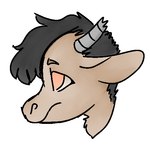 ambiguous_gender anthro broken_horn brown_body brown_fur frown fur grey_hair grey_horn hair horn neck_tuft orange_eyes short_hair simple_background solo tuft white_background manitka manitka_storm bovid bovine cattle mammal 1:1 2019 digital_media_(artwork) headshot_portrait low_res portrait