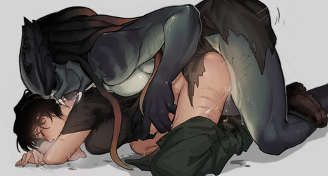 all_fours bite black_hair blood blush bodily_fluids boots bottomwear bottomwear_around_one_leg bottomwear_down breath clothed clothed_human clothed_sex clothing clothing_around_one_leg colored_blood doggystyle drooling duo eyes_closed female female_human female_on_humanoid female_penetrated footwear from_behind_position genital_fluids green_blood hair hand_on_hip human_on_humanoid human_penetrated humanoid_penetrating humanoid_penetrating_female humanoid_penetrating_human interspecies light_body light_skin loincloth loincloth_only male male/female male_humanoid male_on_human male_penetrating male_penetrating_female male_penetrating_human mandibles mounting muscular muscular_humanoid muscular_male neck_bite not_furry obscured_penetration open_mouth pants pants_around_one_leg penetration pseudo_hair saliva sex sharp_teeth shirt shoes short_hair t-shirt teeth tentacle_hair tentacles thrust_lines thrusting topless topwear torn_clothing unusual_blood unusual_bodily_fluids xenophilia leafjuly predator_(franchise) alien alien_humanoid human humanoid mammal yautja colored hi_res