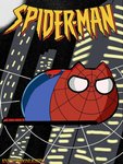 clothed clothing daww detailed_background feral male mask solo suit knightmoonlight98 marvel pusheen_and_friends spider-man_(series) pusheen spider-man_(character) domestic_cat felid feline felis mammal crossover meme