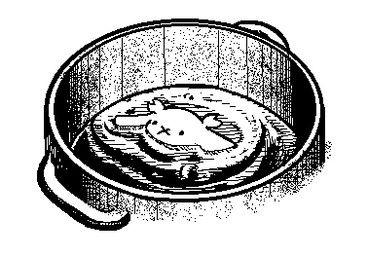anthro cooking_pot dot_eyes facial_scar female floppy_ears food fur liquid partially_submerged scar simple_background simple_eyes solo soup white_background white_body white_fur x_scar nameofthedj cave_story sue_sakamoto lagomorph mammal mimiga 2025 black_and_white low_res monochrome
