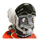 air_hose anthro armor countershade_face countershading female grey_body grey_scales headgear helmet orange_eyes scales solo spacesuit visor white_body white_scales havoc63 ditzy_(havoc63) lizard reptile scalie absurd_res hi_res