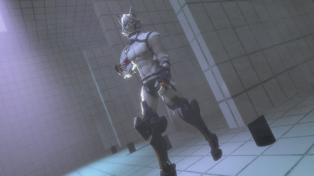 anthro bulge clothing harness jockstrap male muscular muscular_anthro muscular_male robotic_leg shower_room solo steam underwear wet funnymansfm mihoyo zenless_zone_zero von_lycaon canid canine mammal hi_res