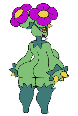 big_breasts big_butt blush blush_lines breasts butt female green_body heart_eyes heart_symbol looking_at_viewer looking_back looking_back_at_viewer nude open_mouth open_smile purple_eyes simple_background smile solo thick_thighs white_background wide_hips yellow_sclera sinnercasty nintendo pokemon generation_5_pokemon humanoid maractus pokemon_(species)