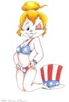 aged_up american_flag_bikini anthro bikini blonde_hair blue_eyes breasts clothing female flag_bikini hair hat headgear headwear looking_at_viewer medium_breasts one_eye_closed ponytail smile solo swimwear top_hat two-piece_swimsuit wink winking_at_viewer chiptte alvin_and_the_chipmunks alvin_and_the_chipmunks_(1983) brittany_miller chipmunk ground_squirrel mammal rodent sciurid hi_res