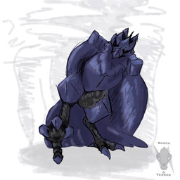 1:1 2019 animal_genitalia avian beak bird bodily_fluids claws colored_sketch corvid corviknight digital_media_(artwork) english_text erection feathers feral genital_fluids genitals hi_res knight looking_at_viewer male metal nintendo oscine passerine penis pokémon pokémon_(species) precum pronghornpunk shockandterror simple_background sketch solo talons text threatening video_games warrior wings