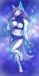 2021 anthro areola artist_name barefoot biped blue_areola blue_nipples breasts canid canine claws clothed clothing clothing_lift dated digital_media_(artwork) feet female hair hi_res hindpaw long_hair mammal nipples paws pink_nose porin presenting presenting_breasts shaded shirt shirt_lift solo toe_claws topwear