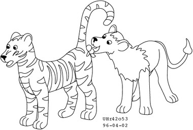 anal ball_lick balls duo feral fur genitals licking male open_mouth oral raised_tail rimming sex striped_body striped_fur stripes surprised tail tail_tuft tongue tuft urbanhermit felid lion mammal pantherine tiger 1996 dated low_res