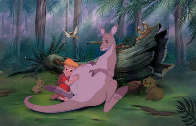 backpack belly big_belly claws clothed clothing feet female feral footwear forest fur group hair hand_on_belly log looking_at_another looking_at_belly male nude open_mouth outside paws plant pregnant pregnant_female red_clothing red_shirt red_topwear shirt shoes sitting smile soles toes tongue topwear tree wide_eyed wood black_kitty convexpert disney the_rescuers_(disney) the_rescuers_down_under cody_(the_rescuers) faloo_(the_rescuers) avian bird human kangaroo macropod mammal marsupial red_kangaroo rodent 2021 artist_collaboration colored english_description