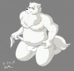 anthro belly bulge clothing fur humanoid_hands male moobs navel nipples overweight overweight_anthro overweight_male simple_background solo underwear white_body white_fur voyager's_scrapbook gingitsune gintaro canid canine fox mammal 2019 absurd_res hi_res