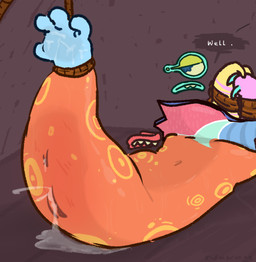 aftermath anthro anus bdsm bodily_fluids bondage bound cum cum_in_vagina cum_inside cum_on_feet feet female floating_eyes floating_mouth genital_fluids leaking_cum sex solo text unusual_position what nakeilyar big_blue_bubble my_singing_monsters illoost
