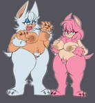 anthro blue_eyes breasts claws duo eyeshadow female fur genitals green_eyes long_tongue makeup nipples nude pink_body pink_fur pussy thick_thighs toe_claws tongue tongue_out tusks white_body white_fur chipst3r sega sonic_the_hedgehog_(series) amy_rose amy_rose_the_werehog rouge_the_bat rouge_the_werebat bat eulipotyphlan hedgehog mammal were werebat wereeulipotyphlan werehog absurd_res hi_res