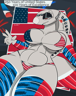 aircraft american_flag american_flag_bikini anthro bedroom_eyes big_breasts bikini breasts camel_toe clothed clothing female fireworks flag_bikini flag_swimwear front_view genital_outline gesture hand_gesture holidays looking_at_viewer low-angle_view machine narrowed_eyes nipple_outline seductive skimpy skimpy_bikini solo standing swimwear text thick_thighs two-piece_swimsuit united_states_of_america v_sign vehicle vulva_outline wide_hips iconictm 4th_of_july us_semiquincentennial aeromorph living_aircraft living_machine living_vehicle 4:5 absurd_res english_text hi_res