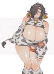 animal_print bell bell_collar big_breasts breasts cleavage clothed clothing collar cow_print ear_piercing ear_tag eyewear female glasses hair hair_over_eyes heart_symbol holding_tail horn hucow leg_warmers legwear name_tag number numbered_ear_tag numbered_tag piercing solo tail text muroku animal_humanoid bovid bovid_humanoid bovine bovine_humanoid cattle_humanoid horned_humanoid humanoid mammal mammal_humanoid tailed_humanoid 2021 absurd_res english_text hi_res