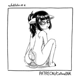 anal anal_masturbation anal_penetration anthro biped border deep_penetration dildo dildo_sitting eyewear female female_anthro glasses hair iris long_dildo masturbation patreon_username penetration ponytail pupils scut_tail sex_toy short_tail solo tail wearing_glasses white_border call_me_ink inktober tala_taylor bovid caprine goat mammal black_and_white hi_res line_art monochrome