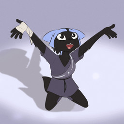 anthro black_body black_fur blood blue_body blue_fur bodily_fluids clothing cultist fur male shirt solo topwear tunic mrdegradation moonlight_dancer canid canine cross_fox fox mammal red_fox true_fox 1:1 animated animated_gif short_playtime
