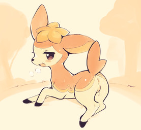 anus blush butt female feral genitals nude open_mouth simple_background solo vulva conditional_dnp crunchobar nintendo pokemon deer deerling generation_5_pokemon mammal pokemon_(species) digital_media_(artwork) hi_res