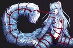 anthro balls_outline bdsm blue_body blue_eyes blue_fur bondage bound bulge countershade_face countershade_fur countershade_tail countershade_torso countershading detailed_bulge fur genital_outline hair long_hair male penis_outline solo tail masahikoko resine felid mammal pantherine snow_leopard