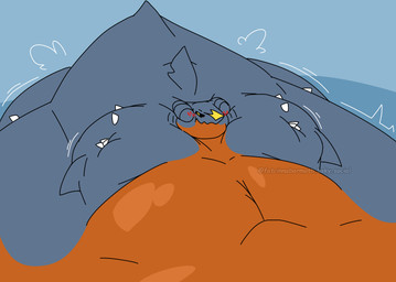 belly big_belly black_sclera blush blush_lines glistening_chest huge_belly hyper hyper_belly hyper_inflation inflation motion_lines fatcinnabarmoth nintendo pokemon aquatic fish garchomp generation_4_pokemon pokemon_(species) scalie shark 2025 hi_res watermark