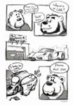 anthro beard blush bottomwear butt car clothing duo facial_hair male male/male outside overweight overweight_male pants shirt text topwear vehicle de2w love_mechanic tom_(lm) bear mammal 2014 comic english_text hi_res