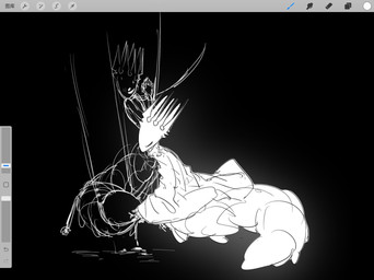 10_legs 7_horns ambiguous_gender art_program_in_frame arthropod_abdomen arthropod_abdomen_genitalia arthropod_abdomen_penetration arthropod_abdomen_vulva bdsm black_background black_body black_eyes black_head blush blush_lines bodily_fluids bondage bottomless bottomless_taur bound clasped_hands clothed clothing cuff_(restraint) dripping duo eyes_closed female female/ambiguous fingering genital_fluids genitals glowing glowing_body horn multi_horn multi_leg multi_limb nude_taur outline penetration restraints robe selfcest simple_background square_crossover suspension suspension_bondage sweat sweatdrop tail thick_tail vaginal vaginal_fingering vaginal_fluid_drip vaginal_fluid_string vaginal_fluids vaginal_fluids_puddle vaginal_penetration vulva white_body white_clothing white_eyes white_head white_outline white_robe chiho_296 hollow_knight_(franchise) team_cherry pale_king_(hollow_knight) arthropod arthropod_taur insect insect_taur taur 2026 digital_media_(artwork) hi_res sketch male_(lore)