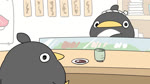 banner beak belly beverage black_body black_eyes black_feathers black_wings blurred_foreground chef chef_hat clothing container counter crossed_arms cup destruction dialogue duo feathered_crest feathers feral food green_tea_(beverage) hat head_crest headgear headwear humor japanese looking_down male matcha_(tea) multicolored_body multicolored_feathers overweight plate poster public restaurant rice saucer screaming semi-anthro shelf soy_sauce spill spilled_drink spilled_liquid sushi tea tuna_(food) two_tone_body two_tone_feathers what white_belly white_body white_feathers why wide_eyed wings yellow_beak purinharumaki_karameru sound_warning matatabi_movie_labo avian bird fish marine penguin scombrid scombriform tuna 16:9 2021 2d_animation animated hi_res short_playtime sound webm widescreen