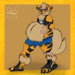 anthro clothing male obese overweight simple_background solo species_transformation surprise transformation weight_gain dragonwithgames nintendo pokemon arcanine canid canine generation_1_pokemon mammal pokemon_(species) 1:1 hi_res