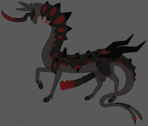1_horn animal_genitalia animal_penis balls big_balls big_penis black_markings black_penis black_sclera black_scutes cloven_hooves darkened_balls darkened_genitalia darkened_sheath dewclaw_hooves dipstick_tail equine_genitalia equine_penis equine_penis_with_foreskin erection feral foreskin forked_tail fur genitals grey_background grey_balls grey_body grey_fur grey_sheath hooves horn huge_penis hybrid_genitalia hybrid_penis lidded_eyes long_ears long_neck long_penis long_tail male markings medial_ring medial_ringed_hybrid_penis mouthless multicolored_penis noseless penis pupils quadruped raised_foreleg red_eyes red_markings red_penis retracted_foreskin scutes sheath side_view simple_background slim slim_feral slim_male slit_pupils snout solo spikes spikes_(anatomy) standing tail tail_markings tapering_snout text thick_tail thin_legs toony unguligrade unusual_anatomy unusual_tail emionix knight_(emx) hoofbeast omnigon omnitope 2025 absurd_res artist_name digital_drawing_(artwork) digital_media_(artwork) flat_colors hi_res nonbinary_(lore)