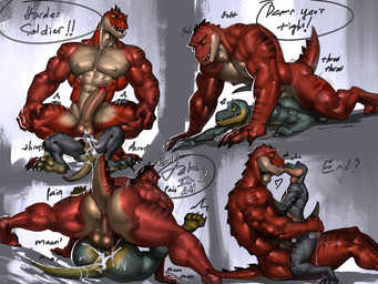 anal anal_penetration anthro anus backsack balls big_butt big_muscles big_pecs big_penis big_power_bottom bodily_fluids butt cum cum_in_ass cum_inside dialogue dominant duo erection from_behind_position from_front_position genital_fluids genitals glans humanoid_genitalia humanoid_penis kissing larger_dom lying male male/male mastery_position mating_press missionary_position multiple_positions muscular muscular_anthro muscular_male navel nipples non-mammal_balls non-mammal_navel non-mammal_nipples obliques on_back on_bottom on_top pecs penetration penile penile_penetration penis penis_in_ass power_bottom prone_bone_position red_body red_scales reverse_cowgirl_position scales sex size_difference small_top_big_bottom speed_bump_position text versatile dagantfus disney pixar toy_story reptillus_maximus dinosaur prehistoric_species reptile saurischian scalie theropod tyrannosaurid tyrannosauroid tyrannosaurus tyrannosaurus_rex 4:3 comic english_text hi_res