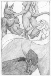 2009 anthro anubian_jackal anubis bast breasts canid canine canis clitoris clitoris_piercing close-up comic cunnilingus deity domestic_cat egyptian egyptian_mythology erection fangs felid feline felis female genital_close-up genital_piercing genitals gods_at_play graphite_(artwork) greyscale group group_sex hi_res humanoid_genitalia humanoid_penis jackal licking licking_lips lion male male/female mammal middle_eastern_mythology monochrome mythology nipple_piercing nipple_ring nipples nude oral pantherine pencil_(artwork) penis piercing pubes pussy pussy_close-up pussy_piercing ring_piercing rummyhunny sekhmet self_lick sex sibling_(lore) sister_(lore) sisters_(lore) tail teeth threesome tongue tongue_out traditional_media_(artwork) trio vaginal