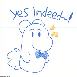 anthro bow_tie fur looking_at_viewer male paper_background solo tail talking_to_viewer text tilde_after_text zandermanith common_hippopotamus ghost hippopotamid mammal spirit 1:1 2d_animation animated digital_media_(artwork) english_text pixel_(artwork) pixel_animation