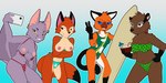 anthro auburn_fur bandeau beverage bikini black_markings black_nose black_tail_tip blue_sclera breasts brown_body brown_fur clothing countershade_face countershade_legs countershade_neck countershade_thighs countershade_torso countershading cutout dipstick_tail ear_piercing ear_ring echo female fur gloves_(marking) green_bikini green_clothing green_one-piece_swimsuit green_swimwear grey_body grey_fur group inverted_nipples leg_markings markings navel navel_cutout nipples no_pupils one-piece_swimsuit orange_body orange_fur piercing pink_nipples pink_nose red_bikini red_clothing red_swimwear ring_piercing selfie socks_(marking) string_bikini swimwear tail tail_markings tan_body tan_countershading tan_fur teal_bikini teal_clothing teal_swimwear topwear two-piece_swimsuit white_body white_countershading white_fur yellow_sclera paoguu dixie_(btt) echo_(jmh) sugar_ming badger bat canid canine domestic_cat felid feline felis fox mammal mustelid musteline siamese 2:1 absurd_res hi_res