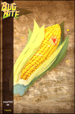 black_border blood bodily_fluids border corn detailed_background food grass grass_field high-angle_view not_furry outside plant shadow text three-quarter_view zero_pictured cuchuflin 2026 absurd_res cover cover_art cover_page digital_drawing_(artwork) digital_media_(artwork) english_text hi_res