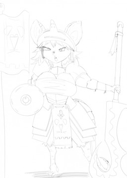 armor axe big_breasts breasts female feral huge_breasts shield solo duplicatename humanoid mammal murid murine rat rodent hi_res monochrome sketch