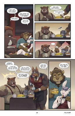 anthro apple apple_slice apron bottomless bottomless_male bow_tie brown_body clothed clothing container cup dialogue food fruit group hair male male/male mane mature_male mug muscular muscular_anthro muscular_male napkin overweight overweight_anthro overweight_male pitcher plant sandwich_(food) sitting smile speech_bubble suspenders text topwear tusks vest thepurp aldrich_haynes_(thepurp) blake_harper_(thepurp) finn_(thepurp) marcus_(thepurp) canid canine canis dobermann domestic_dog felid lagomorph leporid lion mammal pantherine pinscher rabbit suid suine sus_(pig) wild_boar absurd_res comic english_text hi_res