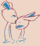 ambiguous_gender duo freckles licking personal_grooming tongue tongue_out pettankon lagomorph leporid mammal rabbit